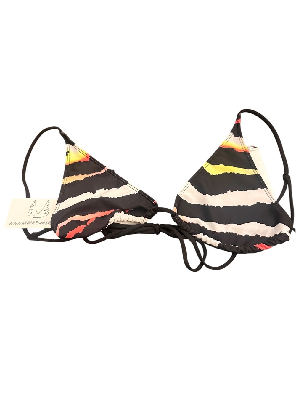 NWT minimale animale triangle bikini top acid tiger XL